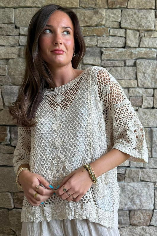 Dakota Crochet Top Stone 